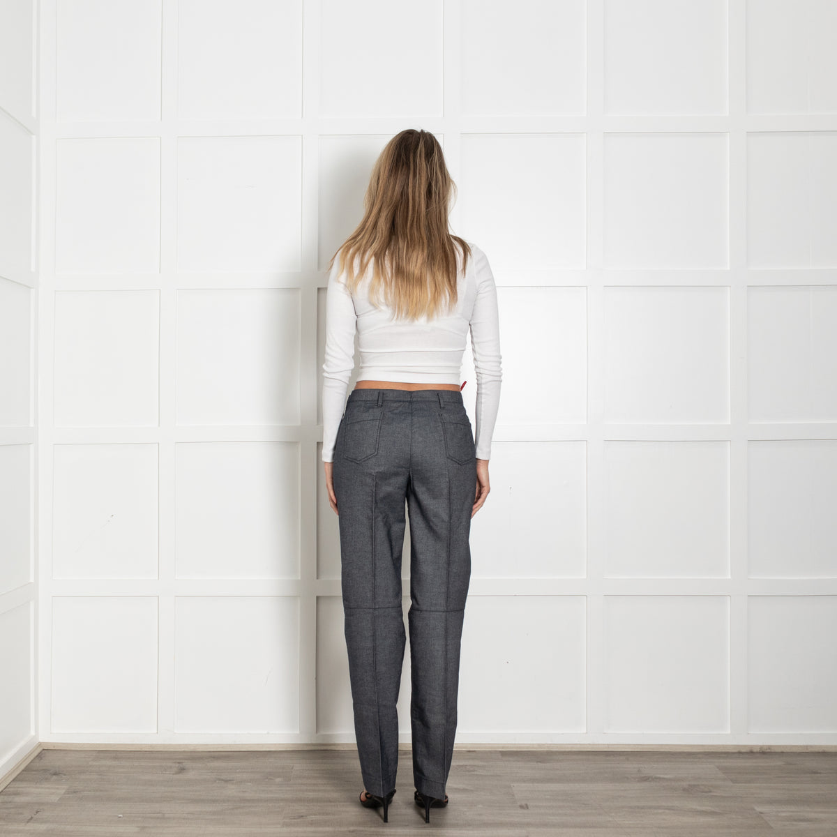 Prada Sport Blue White Mélange Cotton Trousers