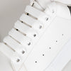 Alexander McQueen White Leather Trainers with Gunmetal Heel Tab