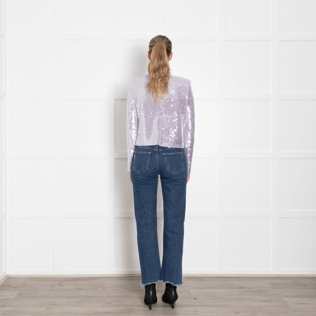 Self Portrait Lilac Sequin Long Sleeve Top