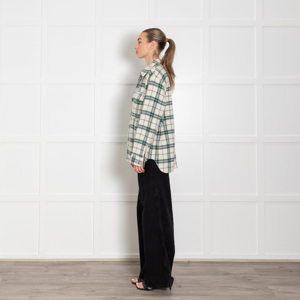 Isabel Marant Etoile Cream Green Check Wool Shirt