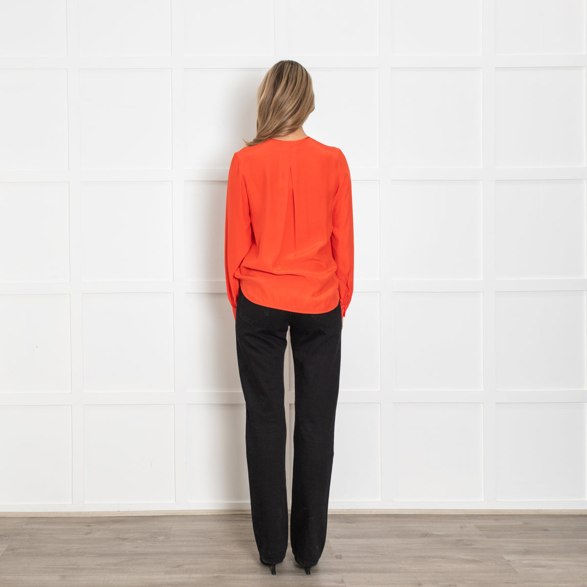 Rag & Bone Red Draped Long Sleeve Blouse