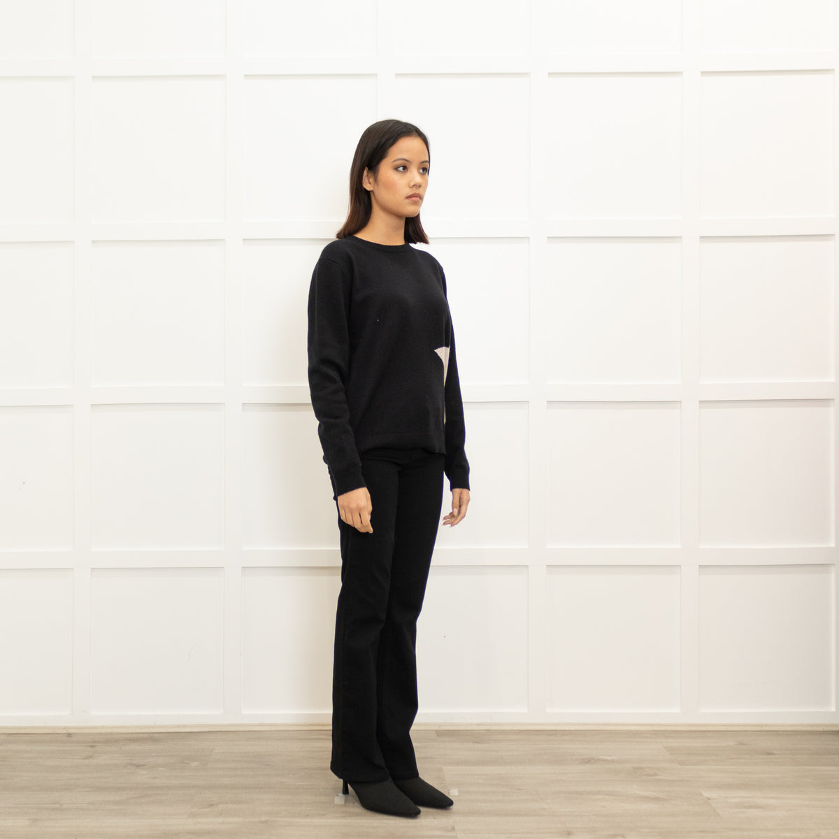 Cocoa Black Cashmere Jumper With White Star