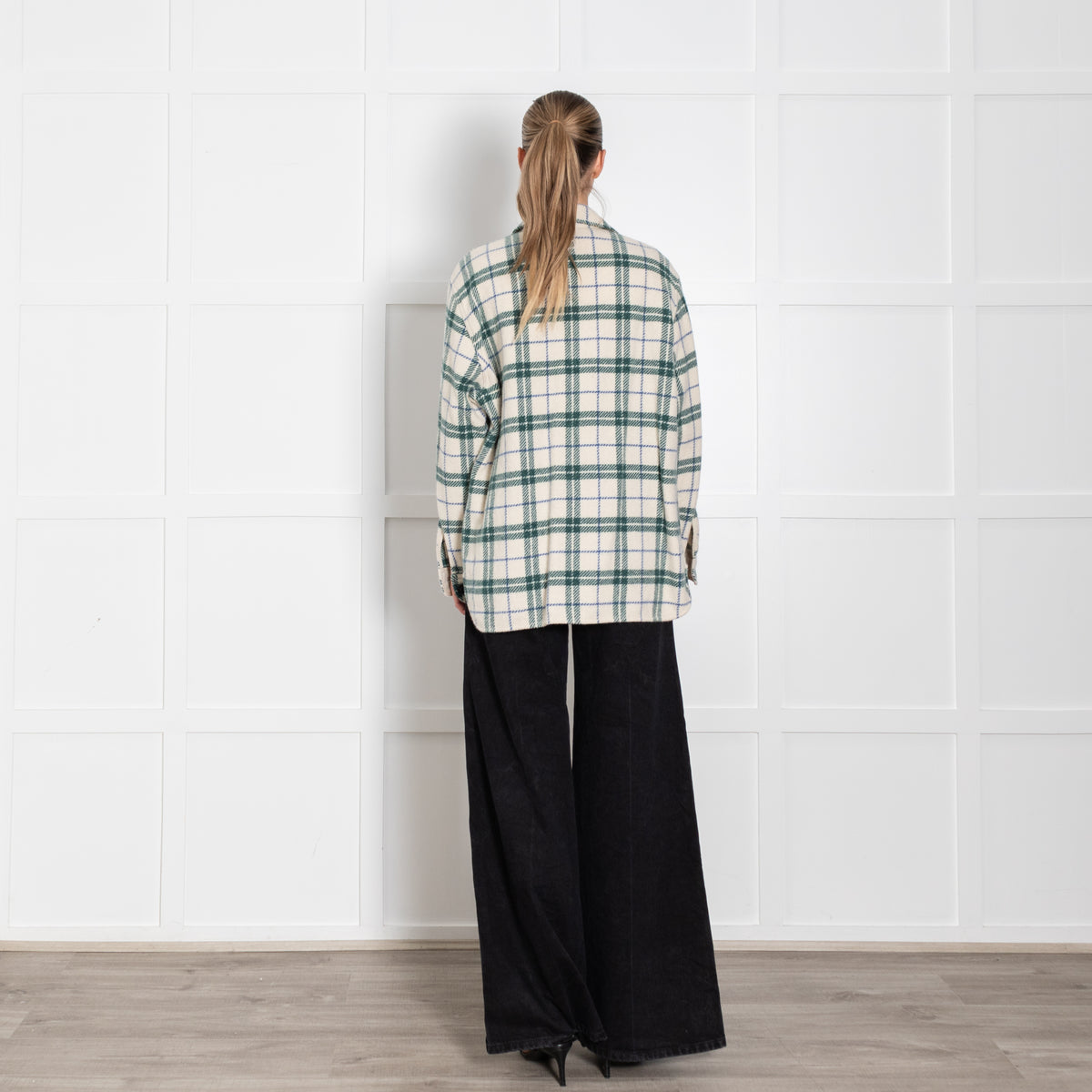 Isabel Marant Etoile Cream Green Check Wool Shirt