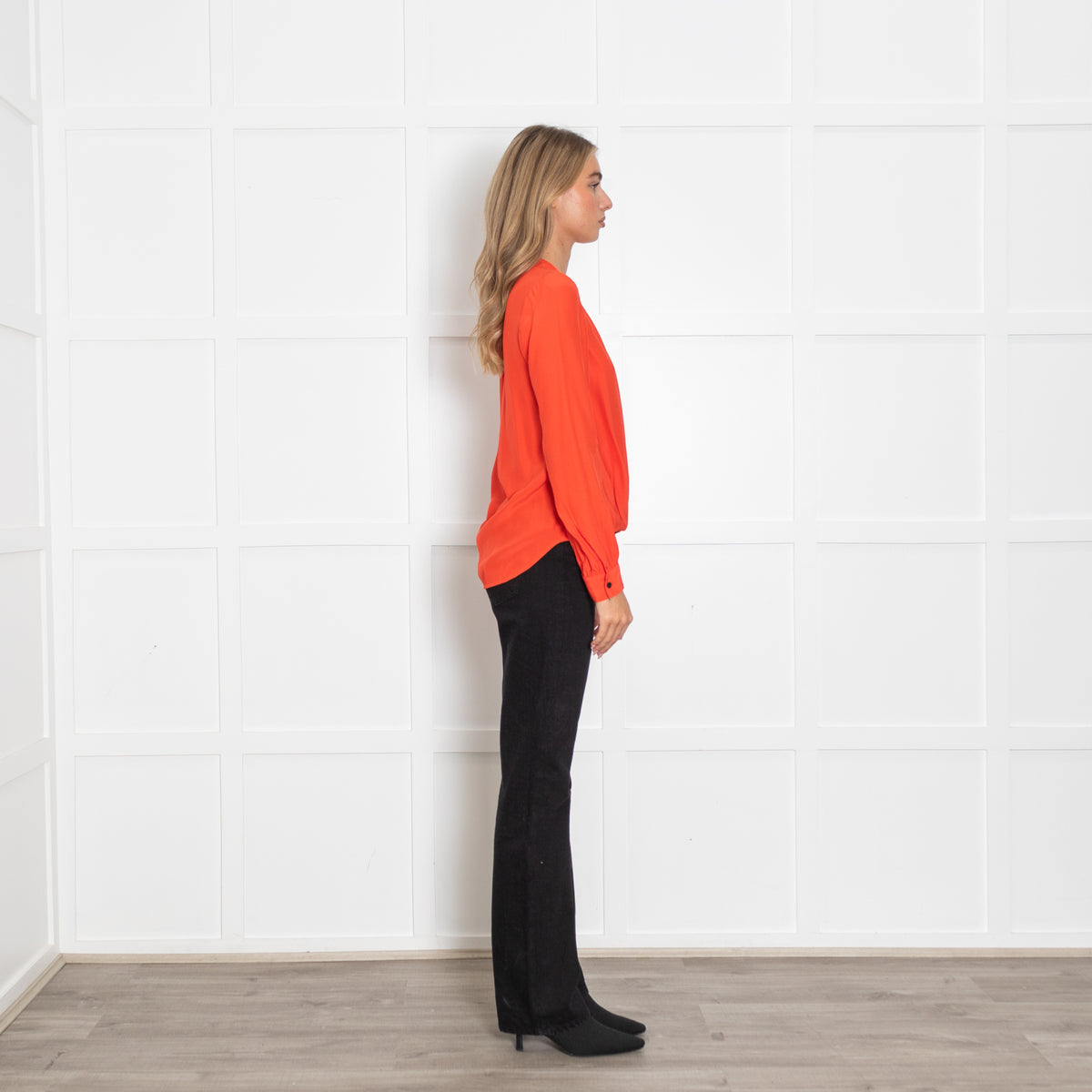 Rag & Bone Red Draped Long Sleeve Blouse