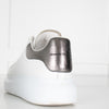 Alexander McQueen White Leather Trainers with Gunmetal Heel Tab