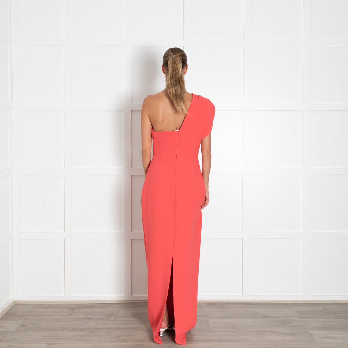 Rachel Gilbert Orange One Shoulder Long Gown