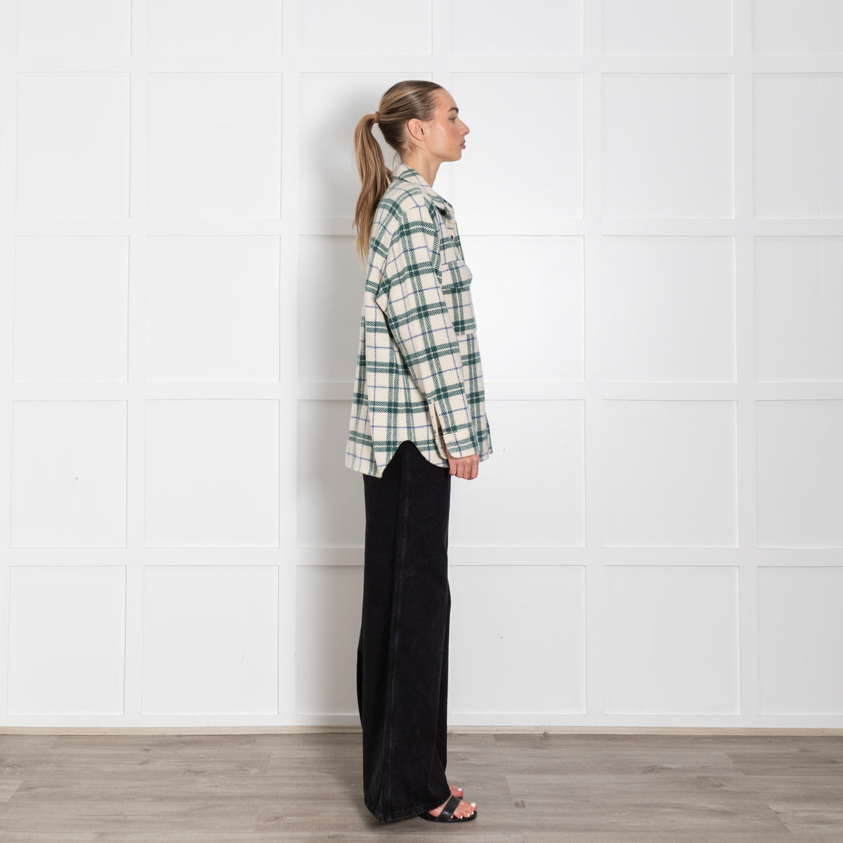 Isabel Marant Etoile Cream Green Check Wool Shirt