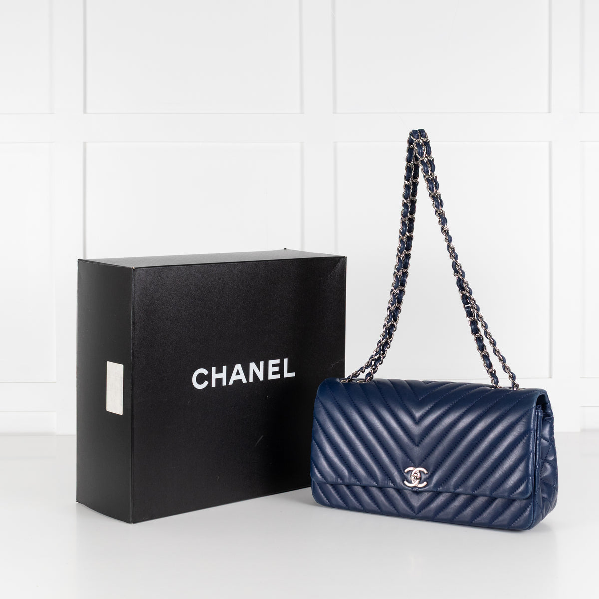 Chanel Navy Chevron Flap Bag