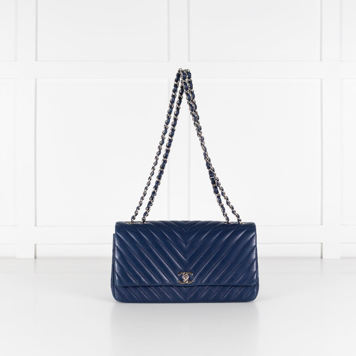 Chanel Navy Chevron Flap Bag