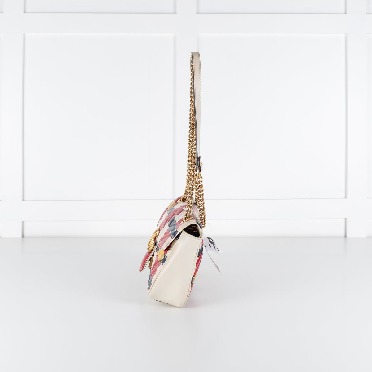 Gucci Cream with Red Blue Yellow Marmont Quilted Flap Shoulder Bag