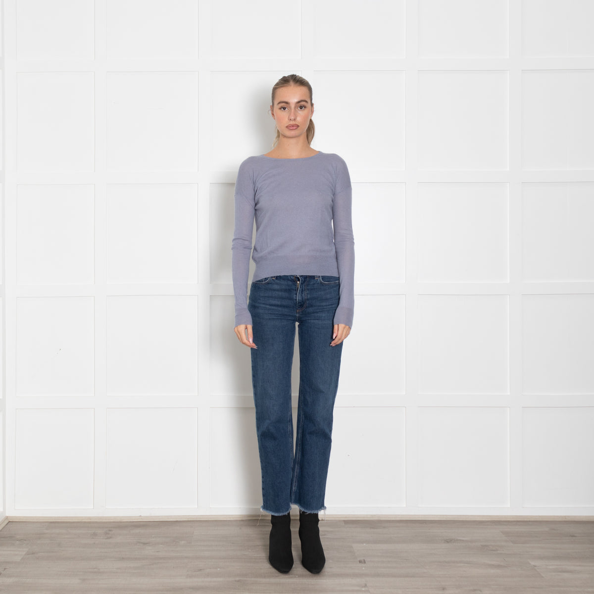 Joseph Light Blue Cashmere Fine Knit Jumper