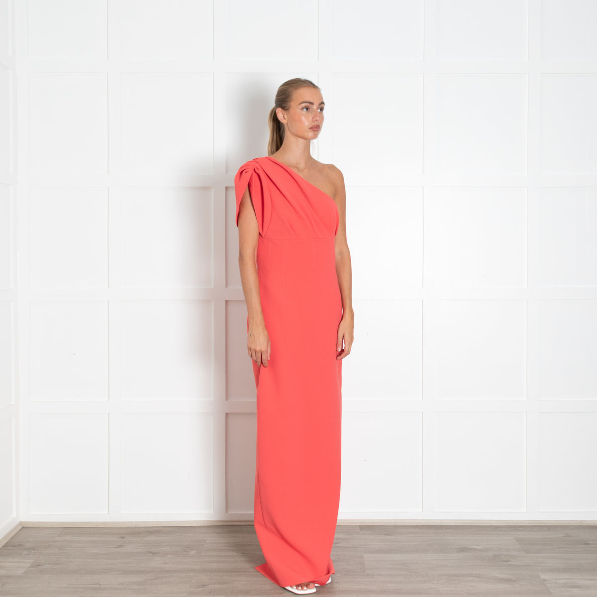 Rachel Gilbert Orange One Shoulder Long Gown