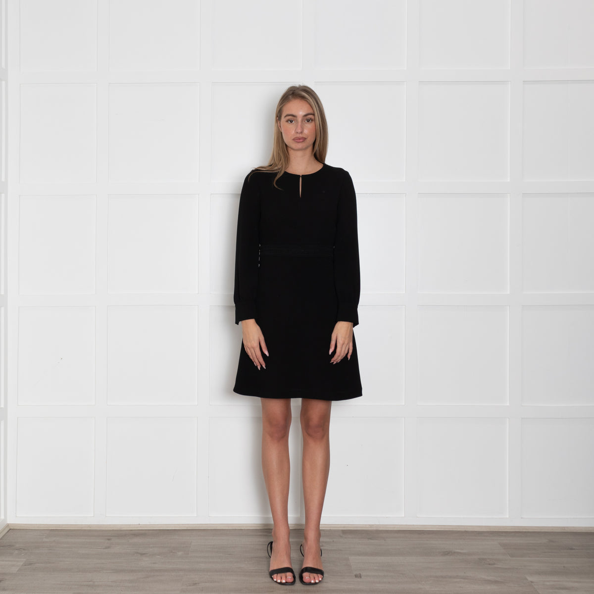 Claudie Pierlot Black Lace Waist Band Detail Midi Dress