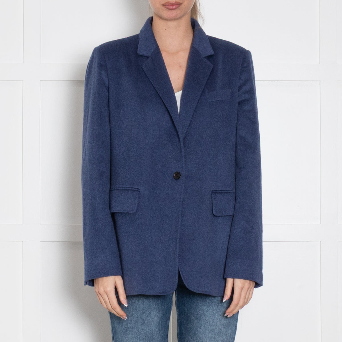 Max Mara Blue Cashmere Blend Blazer Jacket
