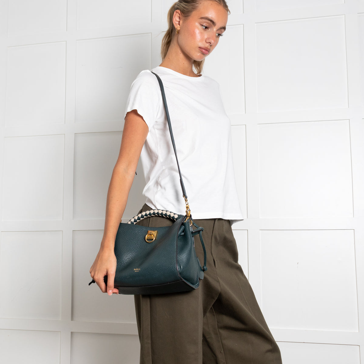 Mulberry Teal Pebbled Leather Iris Shoulder Bag