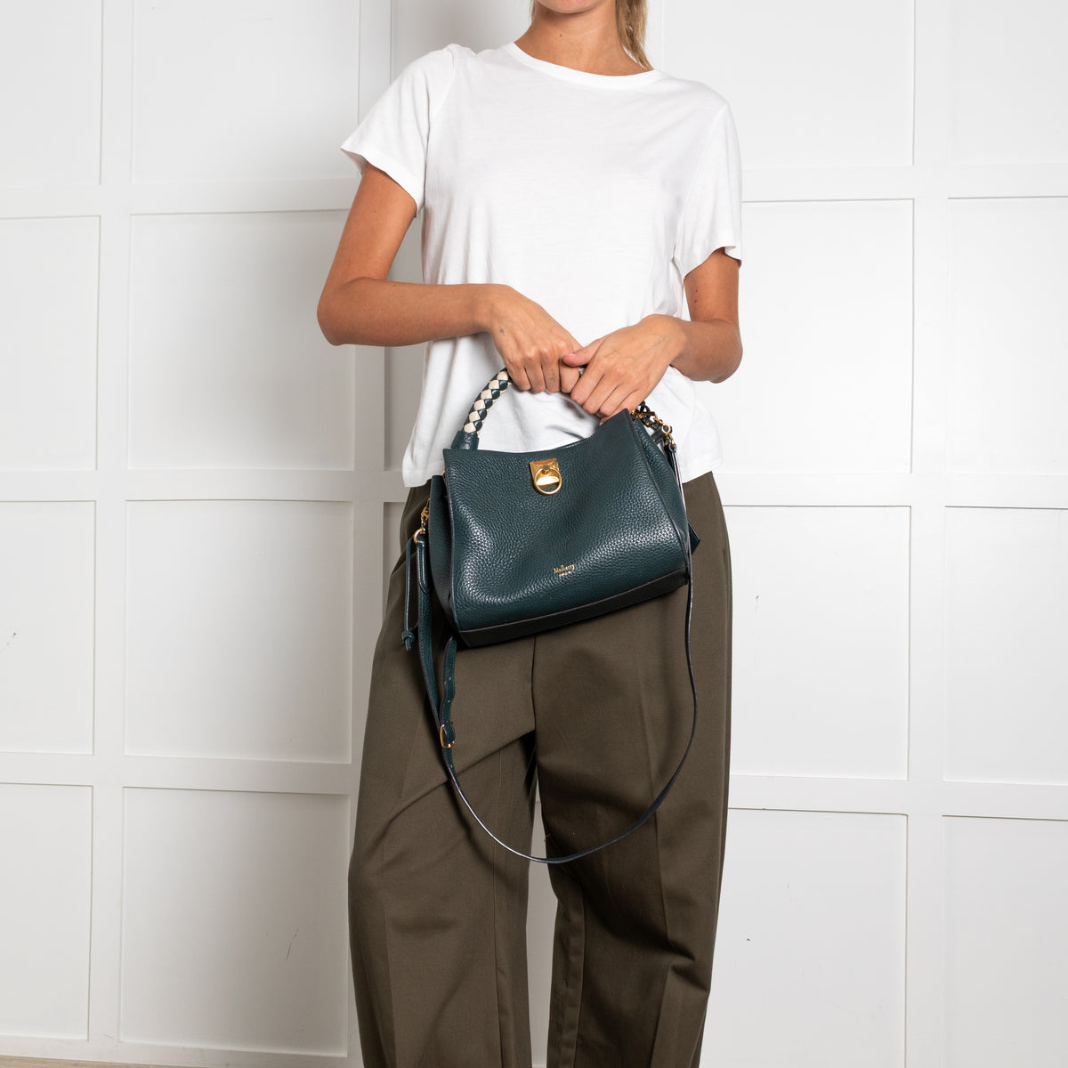 Mulberry Teal Pebbled Leather Iris Shoulder Bag