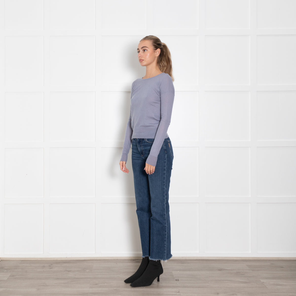 Joseph Light Blue Cashmere Fine Knit Jumper