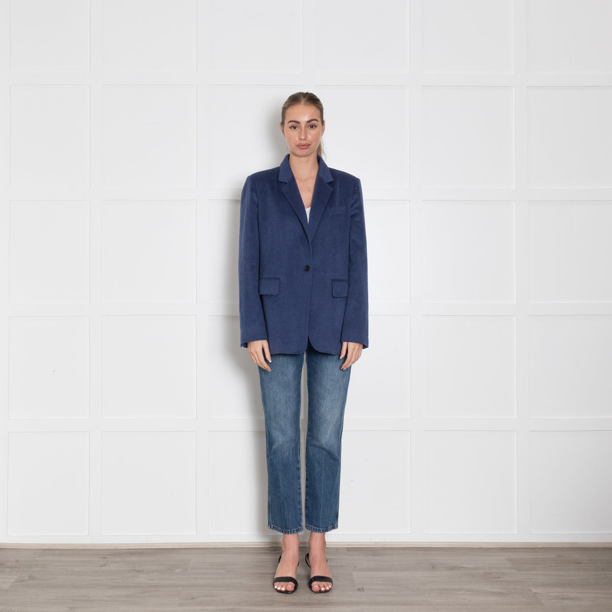 Max Mara Blue Cashmere Blend Blazer Jacket