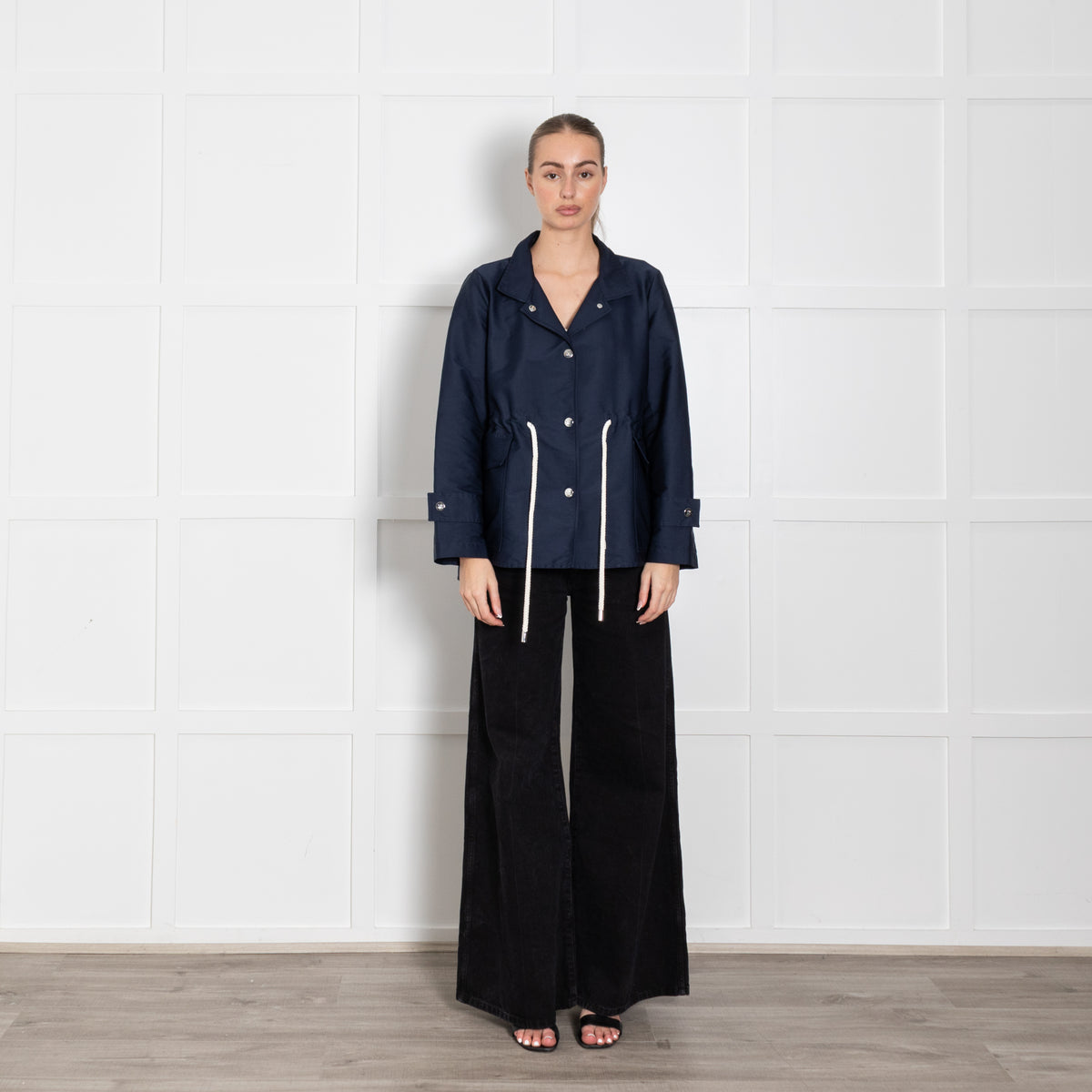 CH Carolina Herrera Navy Oversized White Rope Detail Jacket