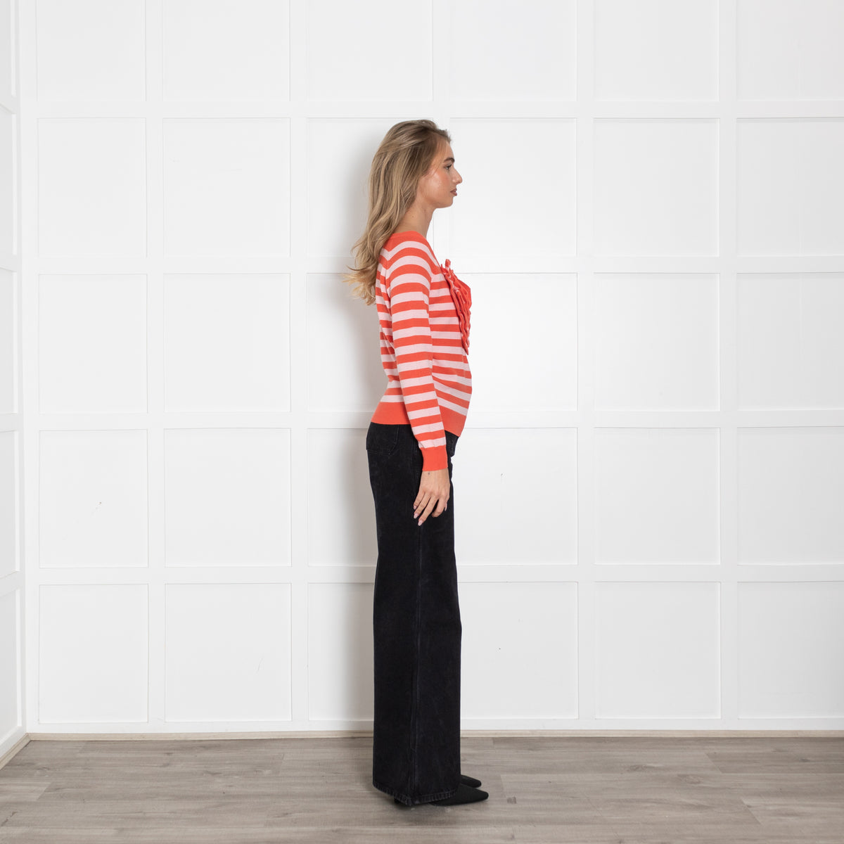 Sonia Rykiel Flower 3D Pink And Coral Stripe Jumper