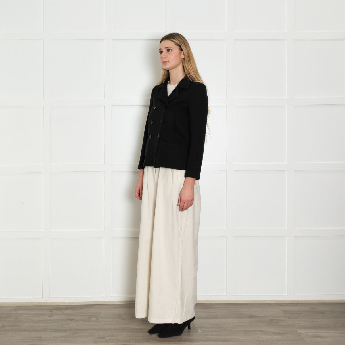 Theory Black Knit Double Breasted Jacket