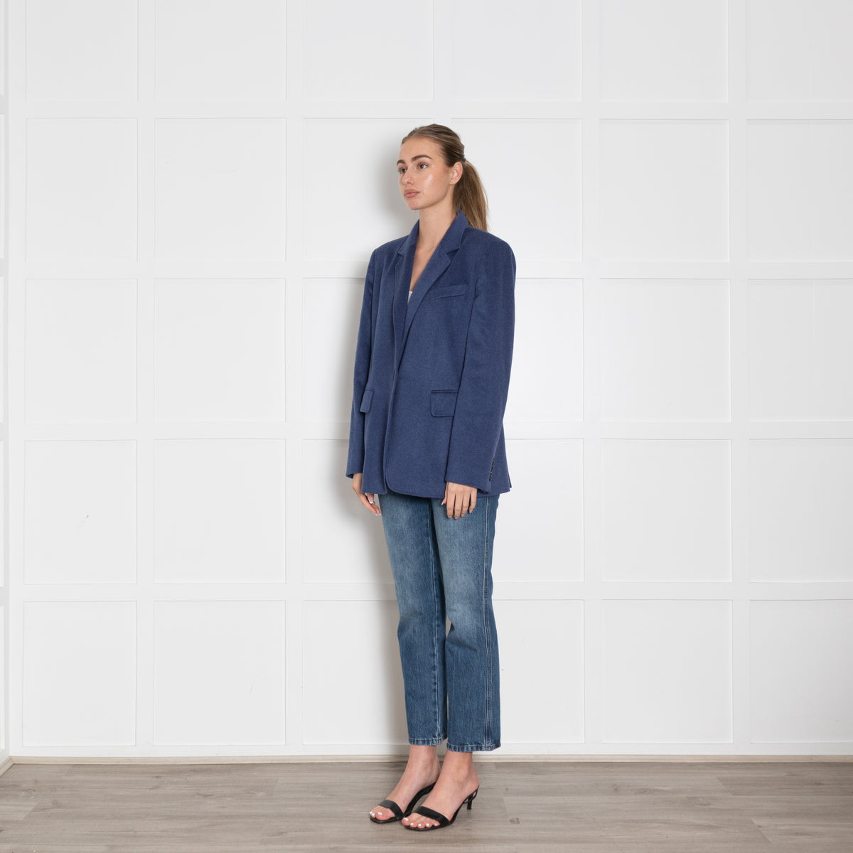 Max Mara Blue Cashmere Blend Blazer Jacket