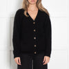 Wyse Black Wool Blend Front Pocket Cardigan