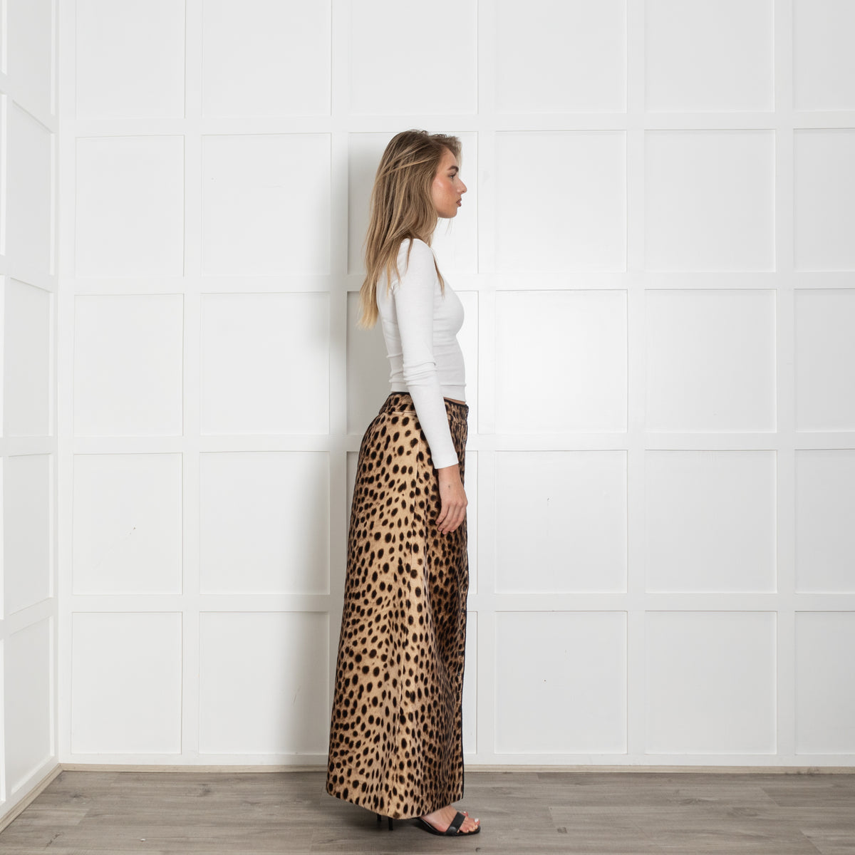 Wiggy Kit Brown Cheetah Print Velvet Quilted Maxi Skirt