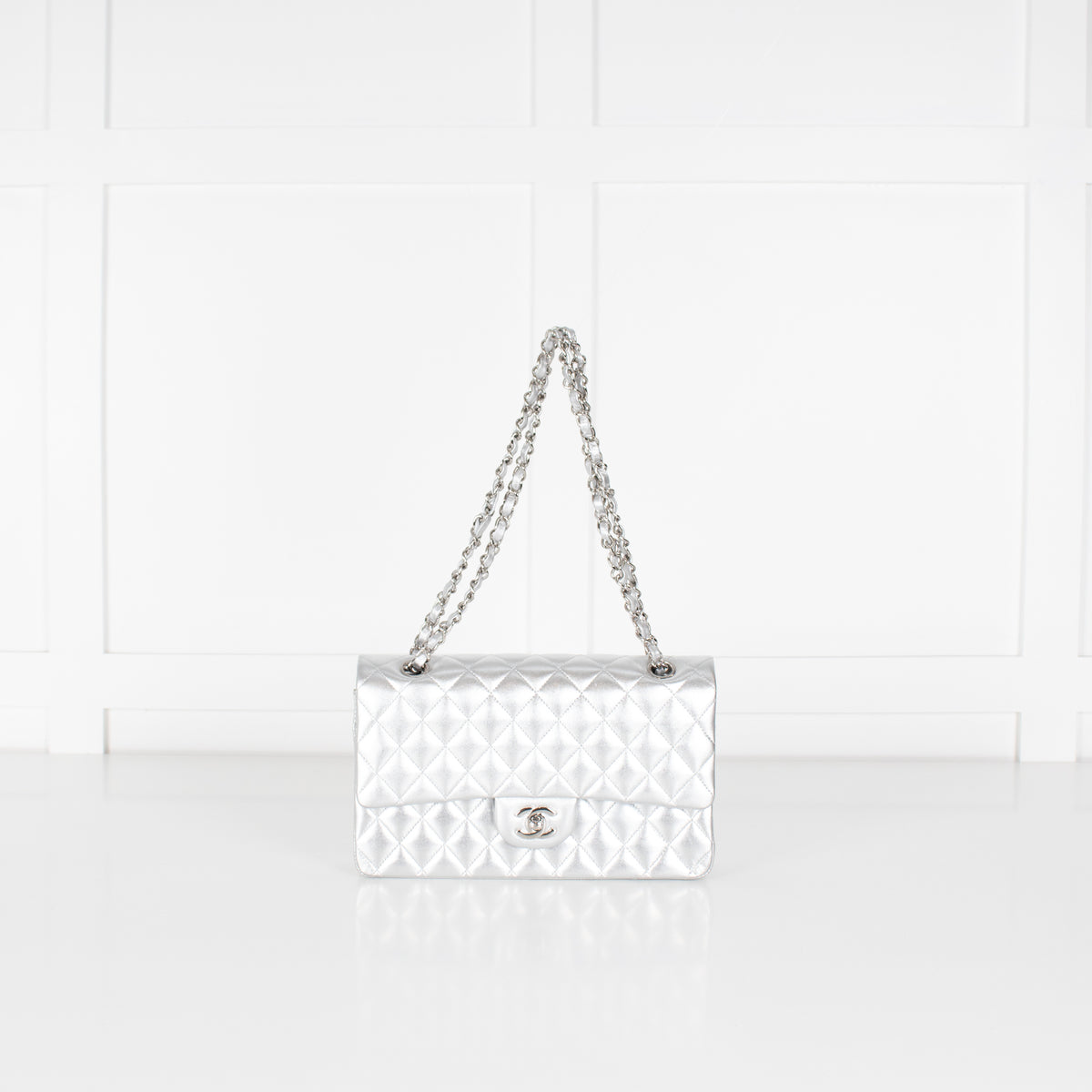 Chanel Full Set Silver Classic Double Flap Bag