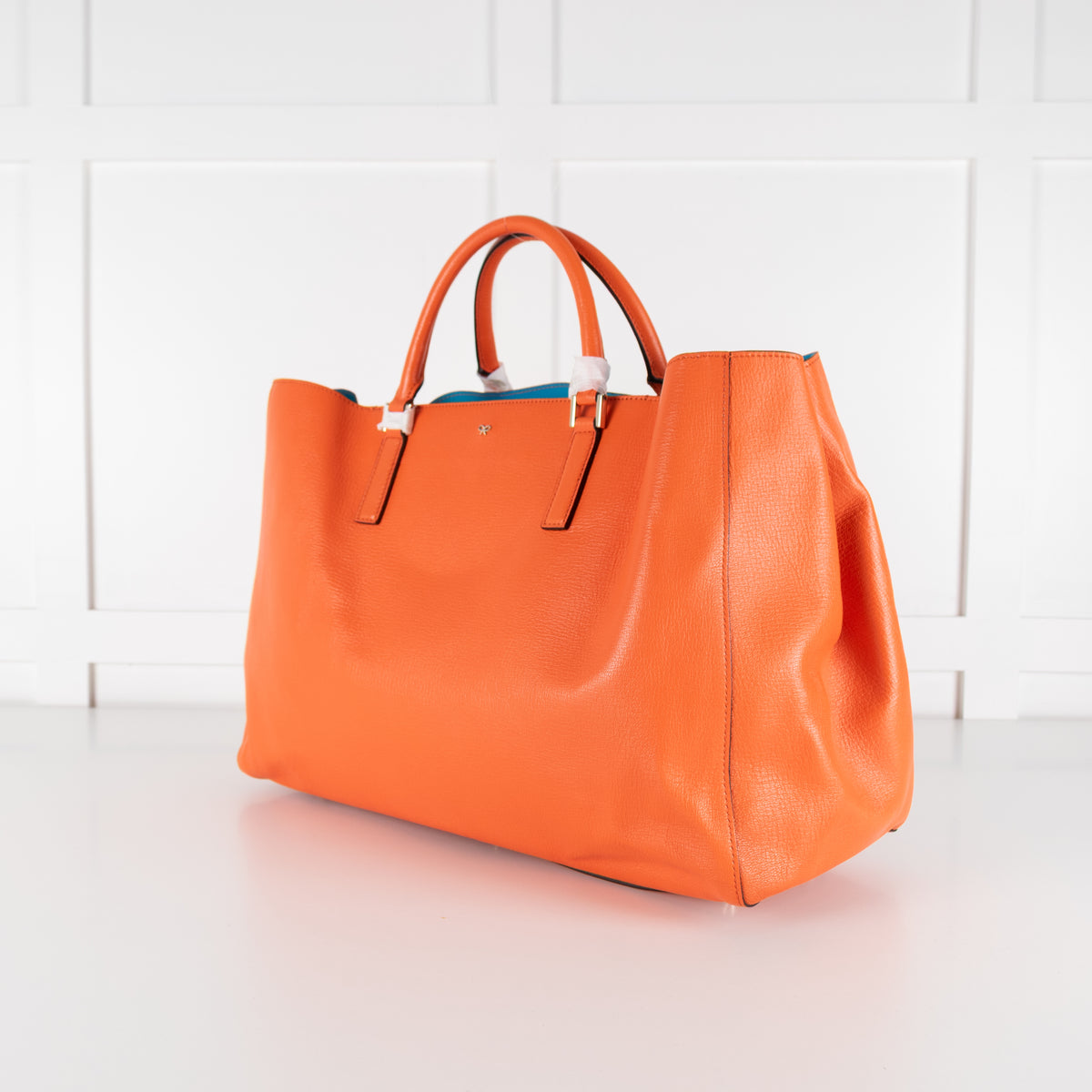 Anya Hindmarch Orange Grained Leather Tote Bag