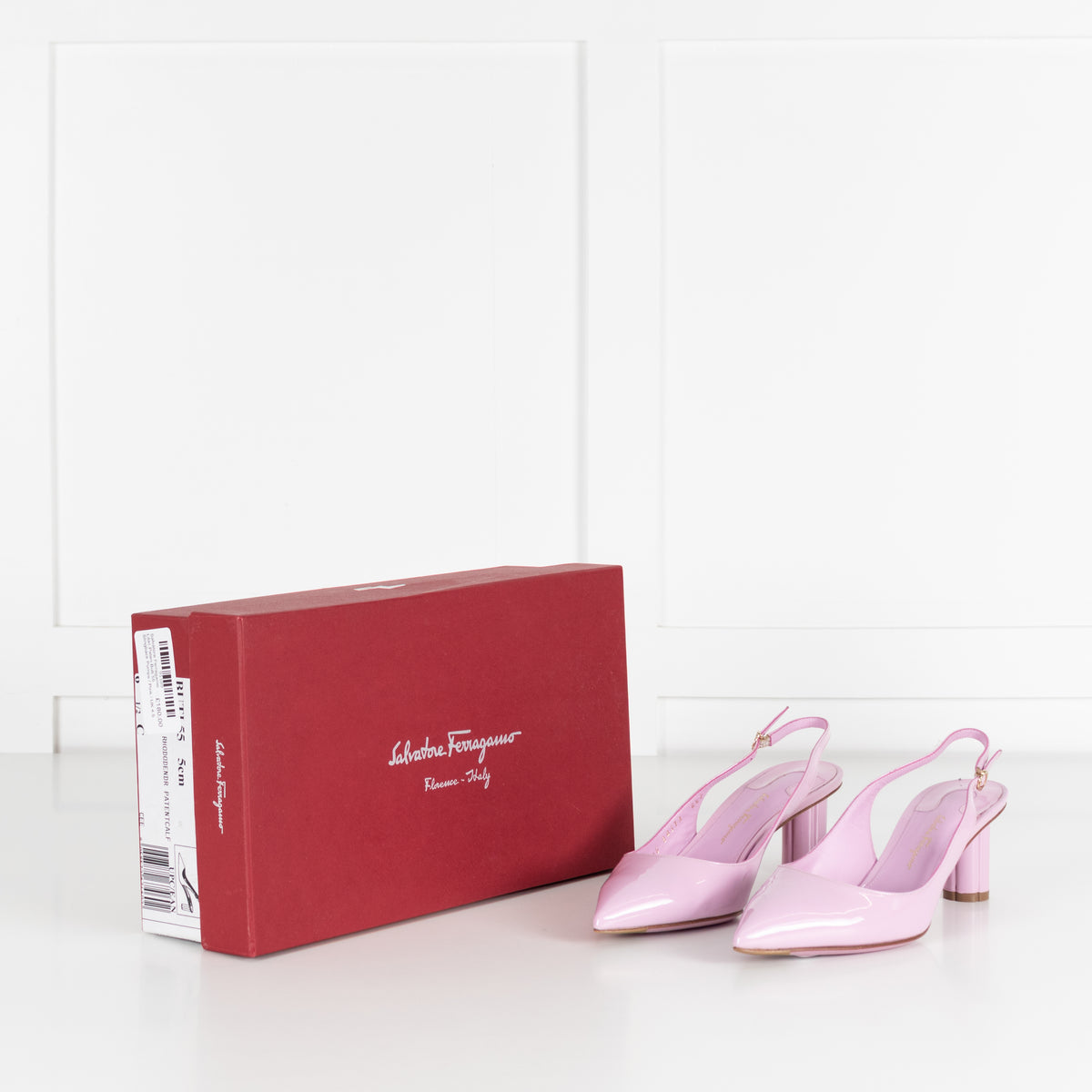 Salvatore Ferragamo Lilac Patent Buti 55 Slingback Pumps