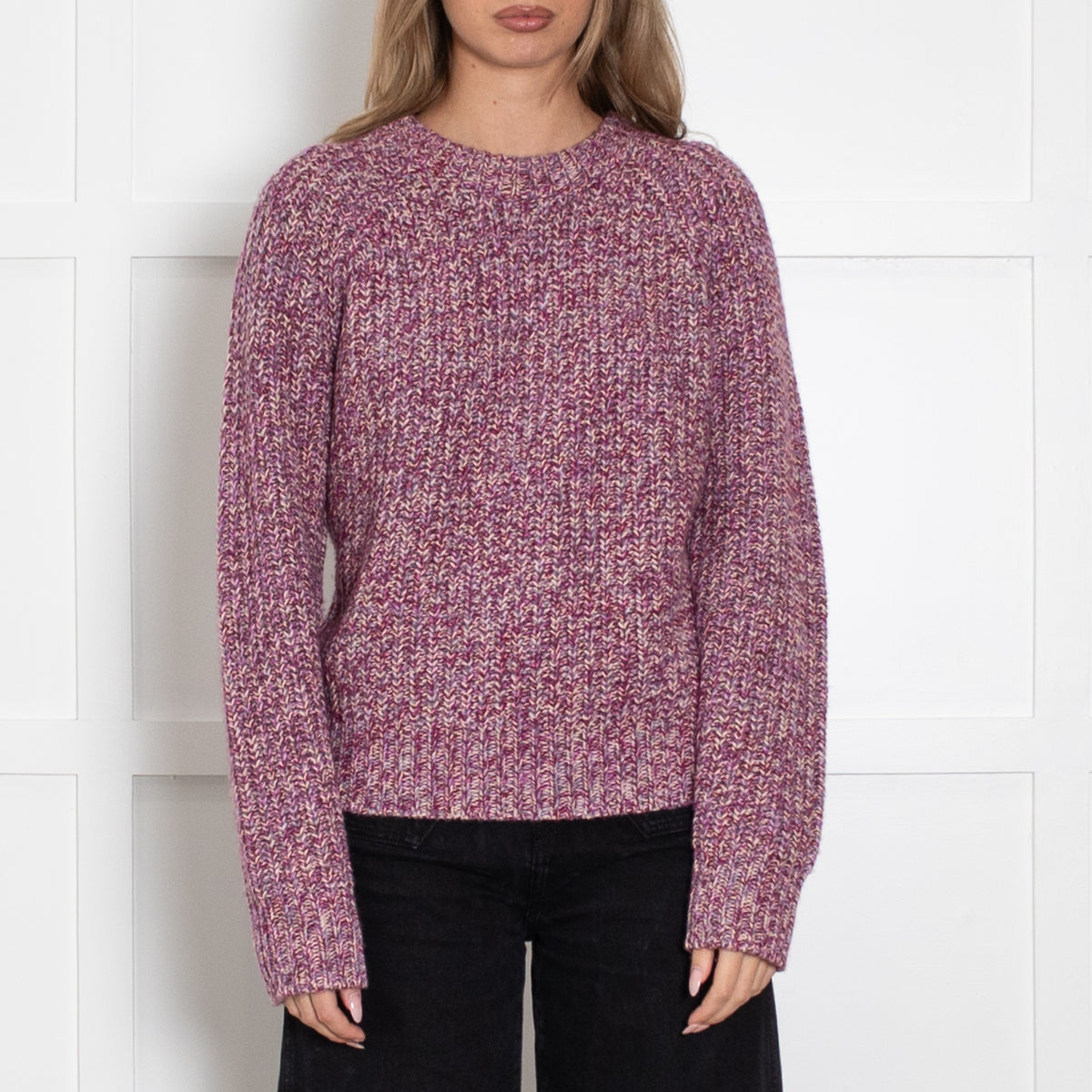 White + Warren Purple Cashmere Chunky Knit Jumper