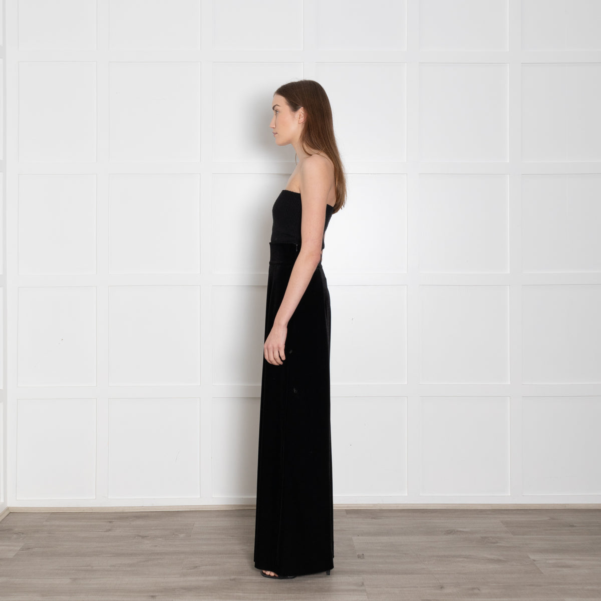 Loretta Caponi Velvet Black Shimmery Flared Trousers