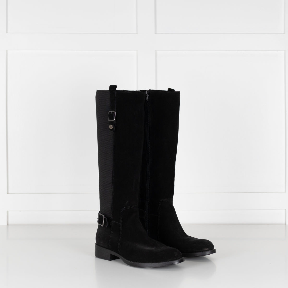 Russell & Bromley Black Suede & Fabric Boots