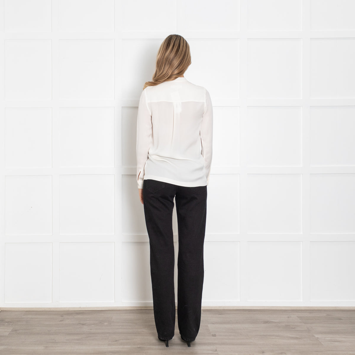 Michael Michael Kors Cream Silk Pin Stuck Front Blouse