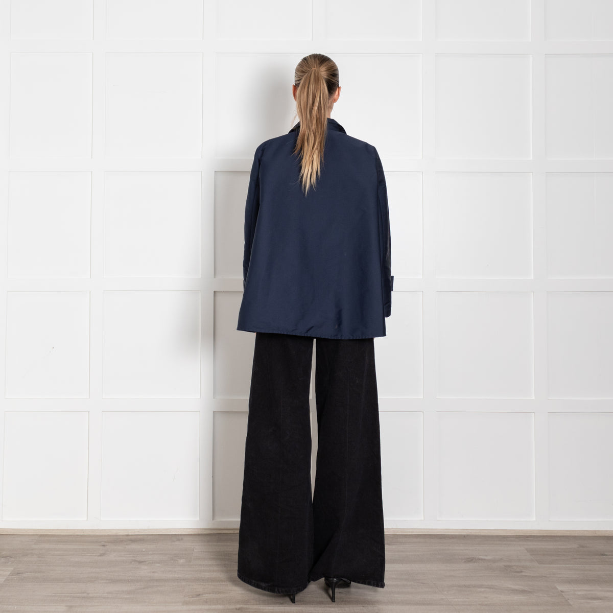 CH Carolina Herrera Navy Oversized White Rope Detail Jacket