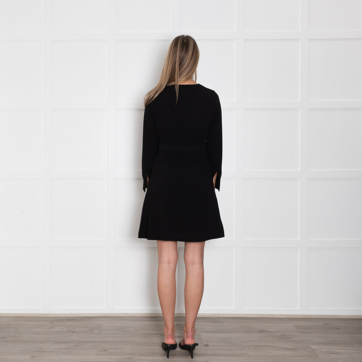 Claudie Pierlot Black Lace Waist Band Detail Midi Dress