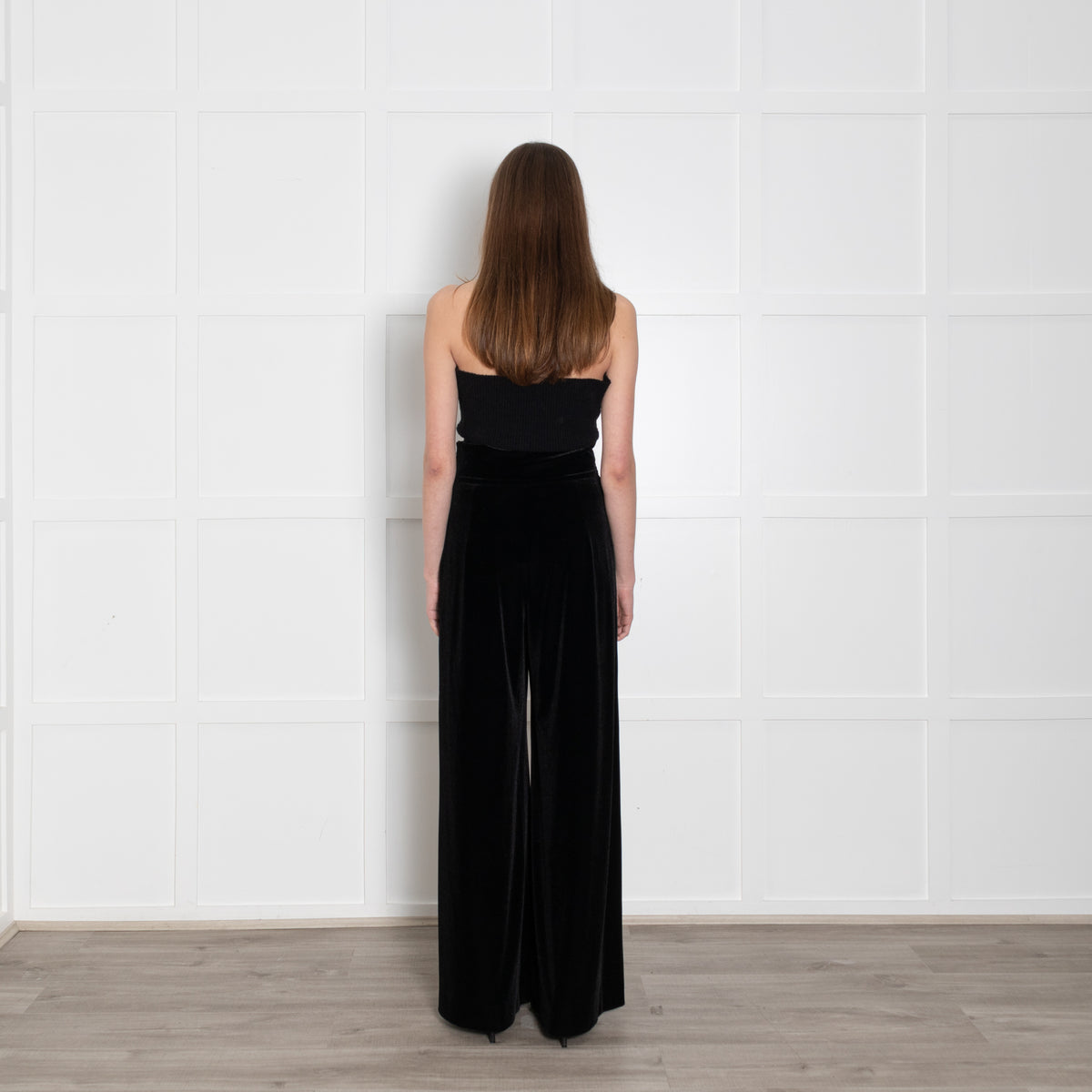 Loretta Caponi Velvet Black Shimmery Flared Trousers