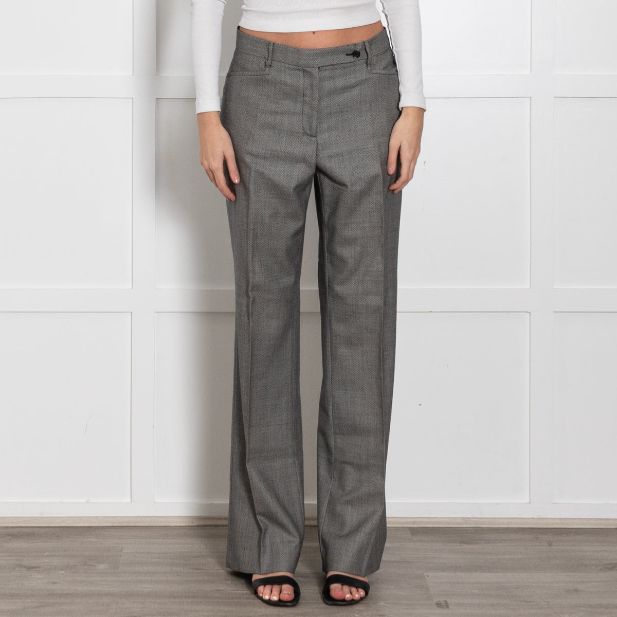 Prada Grey Virgin Wool Mohair Blend Trousers