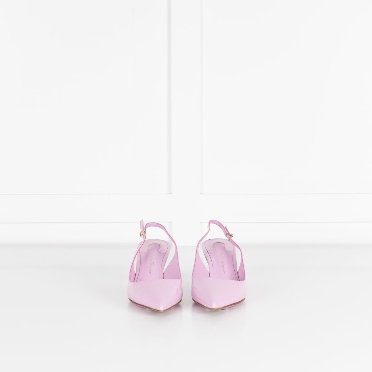 Salvatore Ferragamo Lilac Patent Buti 55 Slingback Pumps