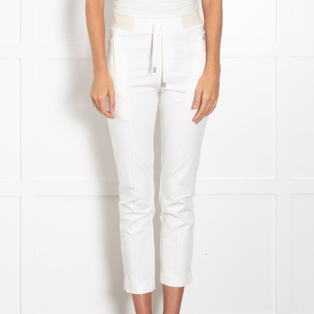 Les 100 Ciels Cream Elastic Waist Trousers