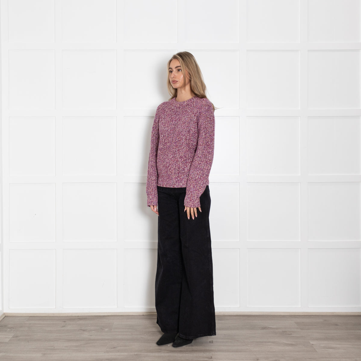 White + Warren Purple Cashmere Chunky Knit Jumper