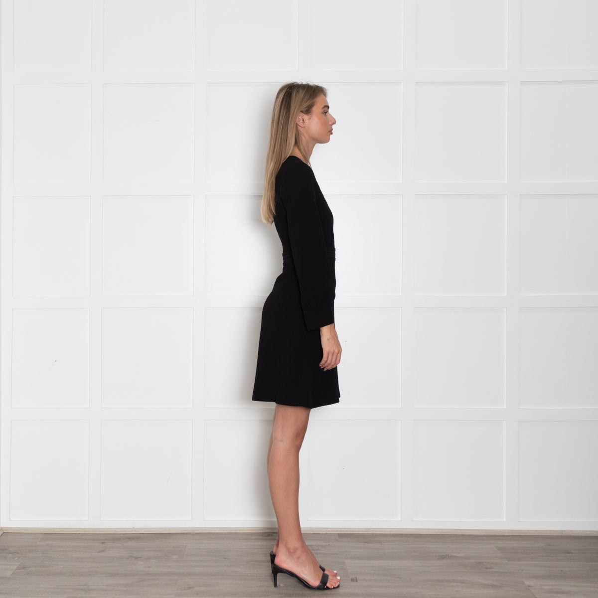 Claudie Pierlot Black Lace Waist Band Detail Midi Dress