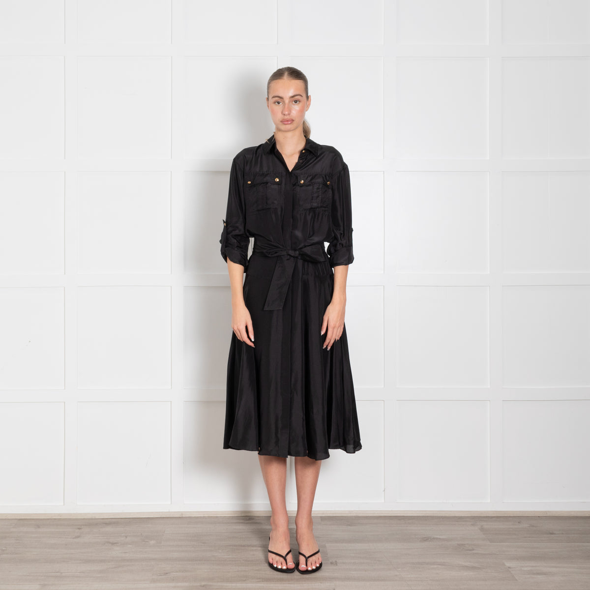 Veronica Beard Black Silk Belted Dress Plus Slip