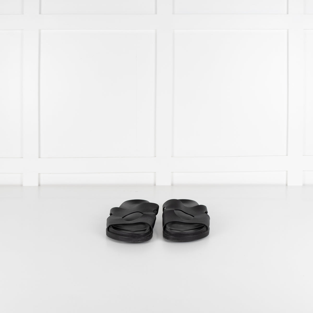 Hermes Black Edith Cut-Out Calfskin Sandals