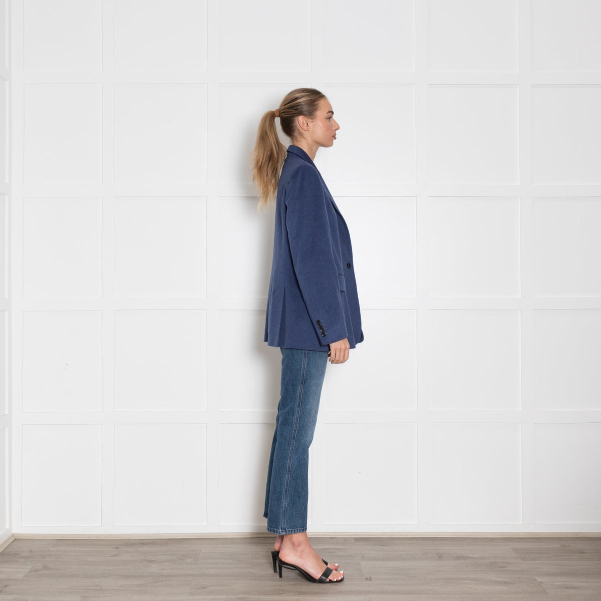 Max Mara Blue Cashmere Blend Blazer Jacket