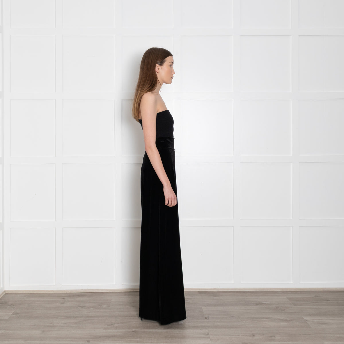 Loretta Caponi Velvet Black Shimmery Flared Trousers