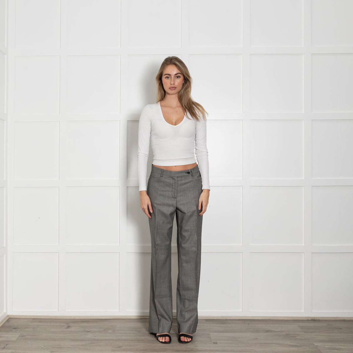 Prada Grey Virgin Wool Mohair Blend Trousers