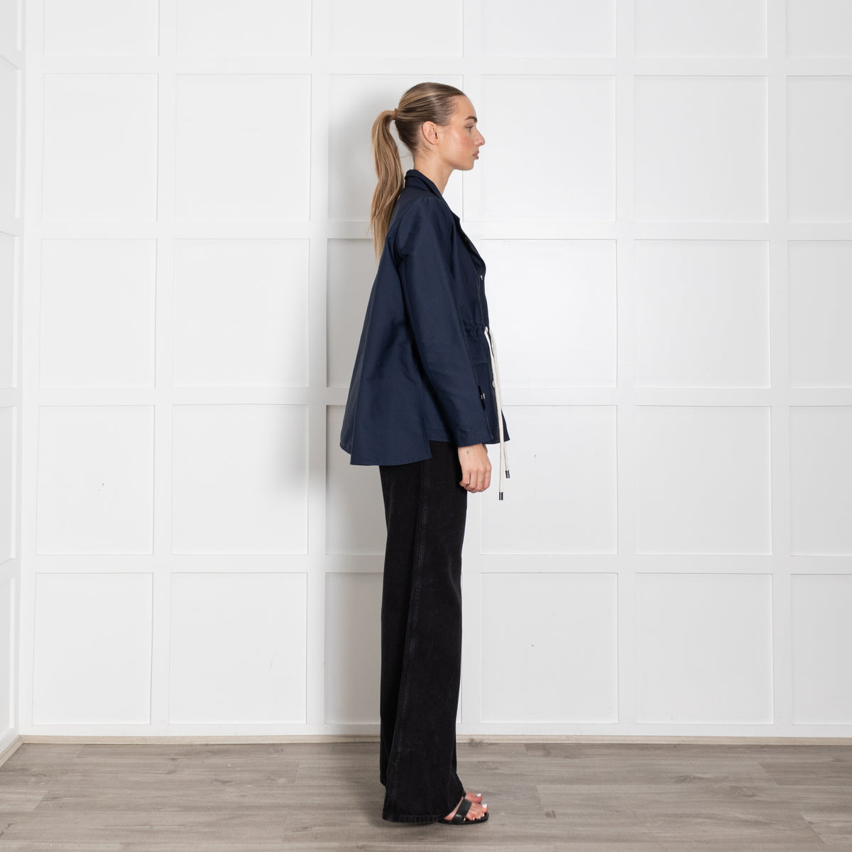 CH Carolina Herrera Navy Oversized White Rope Detail Jacket