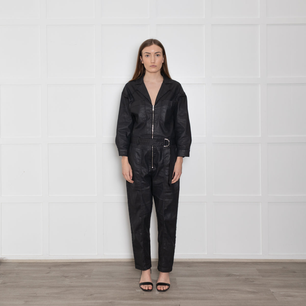 Donna Ida Waxed Black Flying Suit